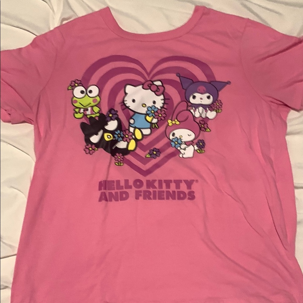 Hello Kitty Pink Short Sleeve Tee with Sanrio Characters